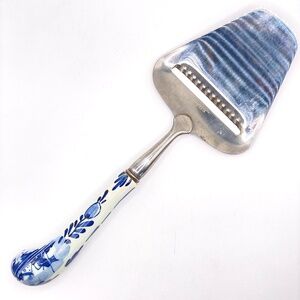 Vintage Delft Blue Signed Cheese Slicer Dutch Holland Windmill Porcelain Painted